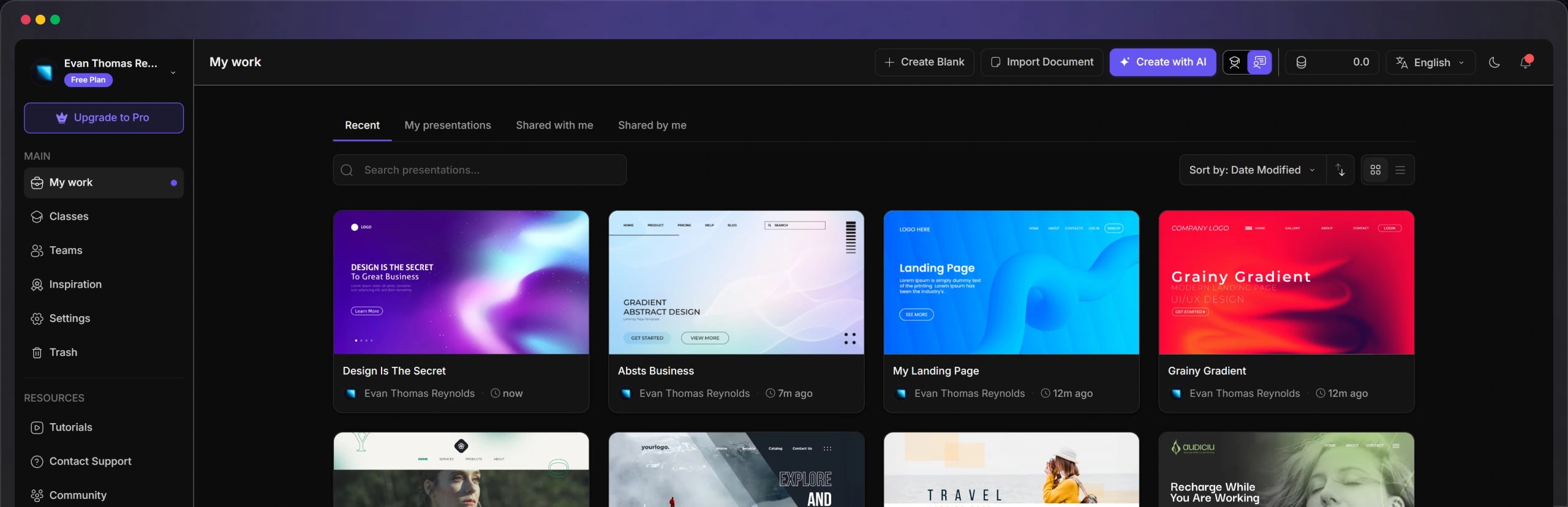 The uPresenter dashboard showing a library of lessons alongside completion and score reporting